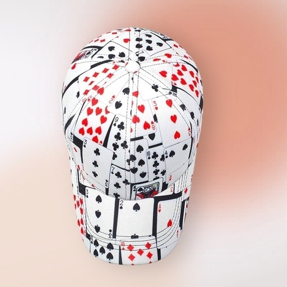 DECK of Playing Cards Poker Adjustable Baseball Cap Hat FREE Matching Earrings - Picture 8 of 15